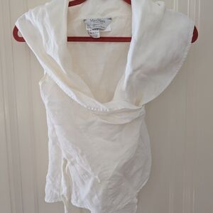 MaxMara White Linen Wrap Top